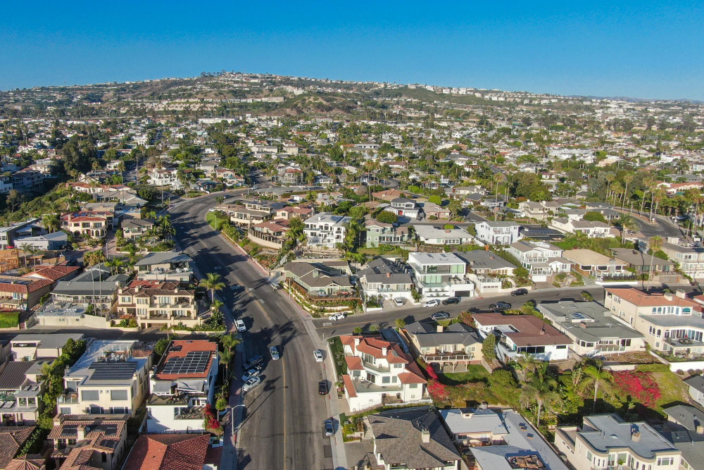Aerial view of san clemente coastline town in orange county california usa