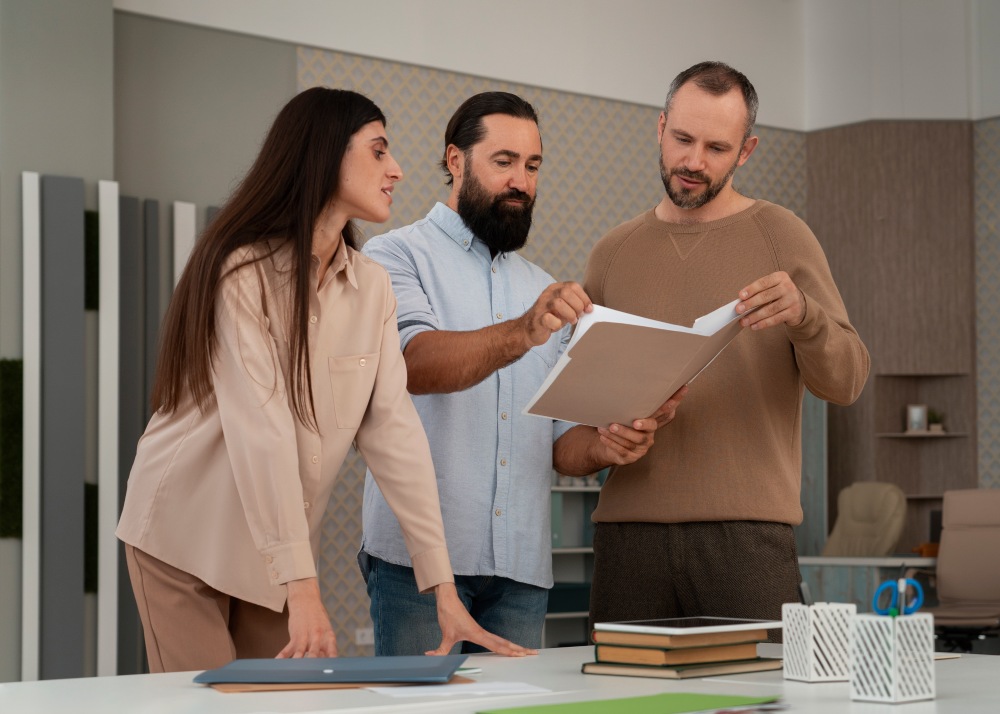 Homeowners reviewing HOA community rules and governing documents
