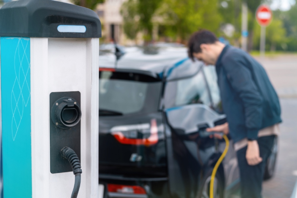 Shared EV charging stations in a California HOA common area parking structure