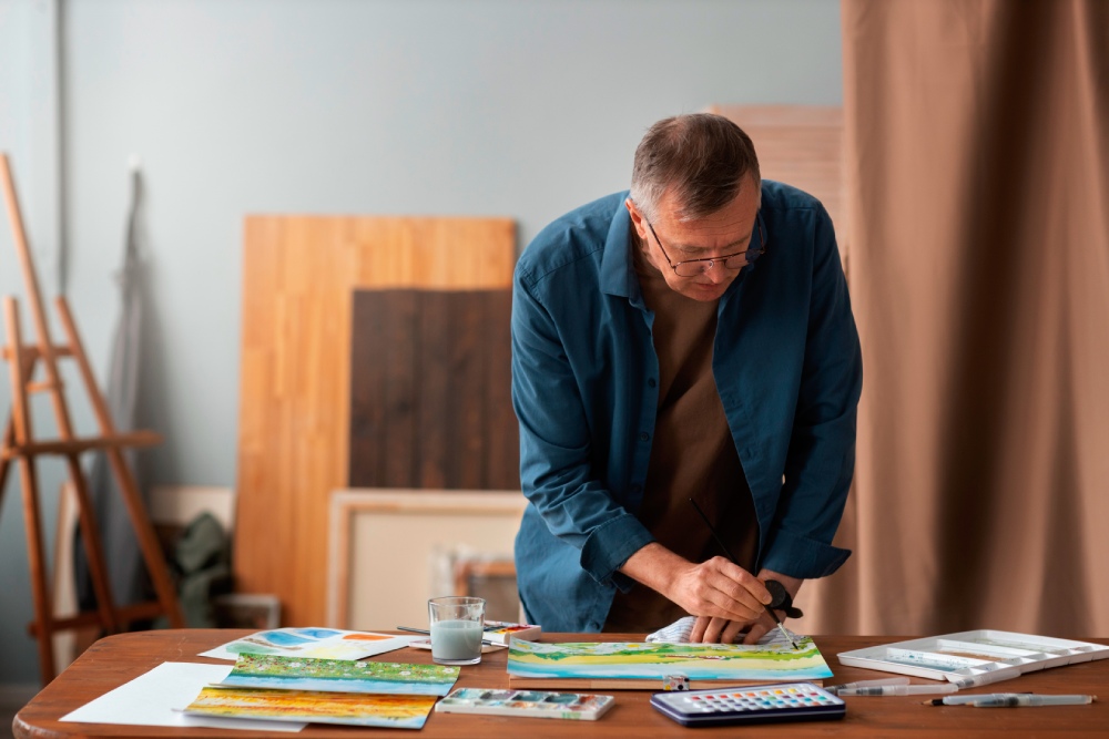 Homeowner preparing plans and paint samples for an HOA architectural review application