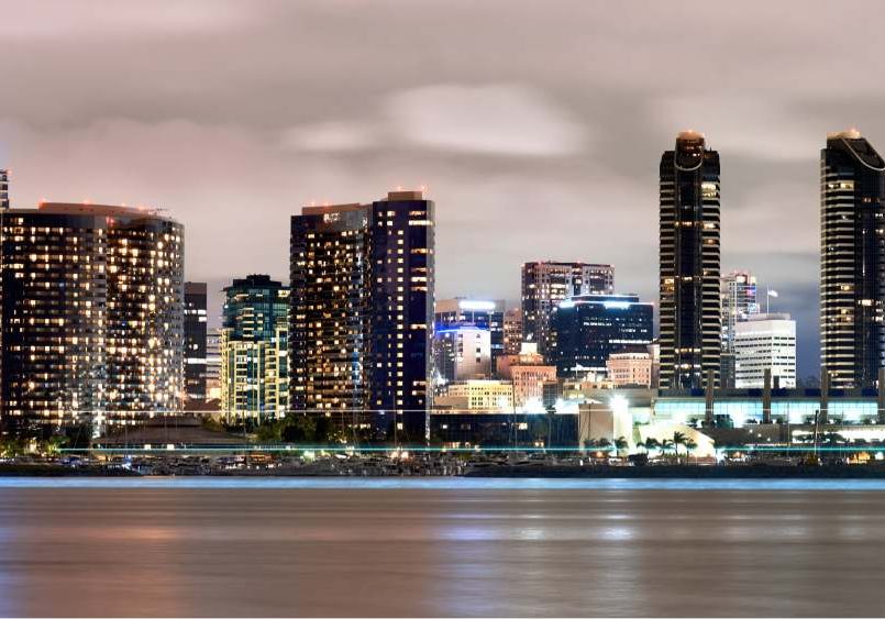 Cityscape of san diego at night