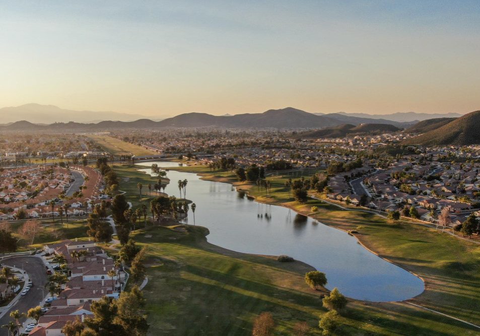 Sunset aerial view of downtown riverside california image